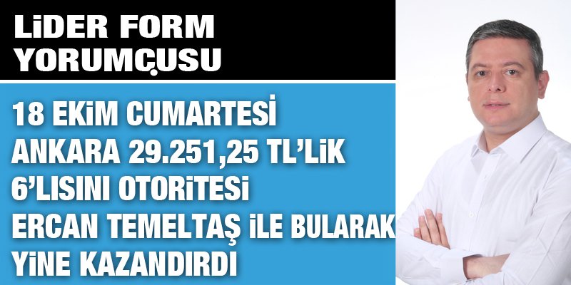 Yorumcumuz ERCAN TEMELTAŞ'tan Bir 6'lı daha.Bu kezde 29.251,25 TL
