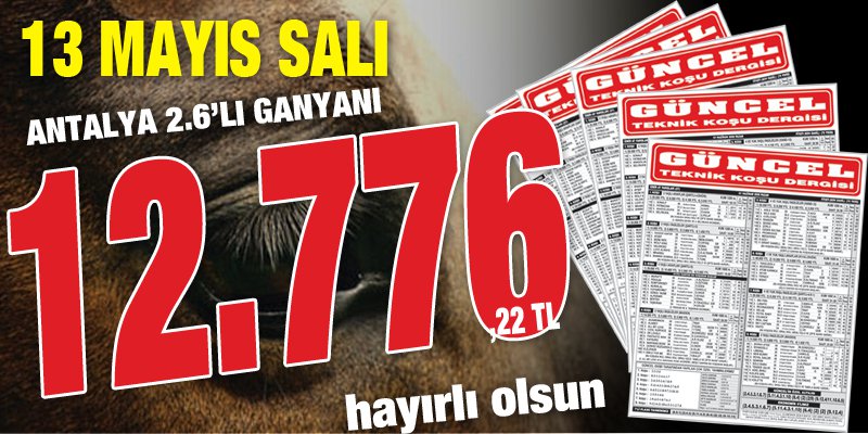 Güncel’den Takipçilerine 12.776.22 TL'lik Salı Antalya 6’lısı. Kazanmanız için size LİDERFORM, GÜNCEL, SAATLİ PUANLI tek başına size yeter